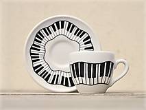 Nádoby - Porcelánová šálka s podšálkou na kávu - Piano - 9252865_