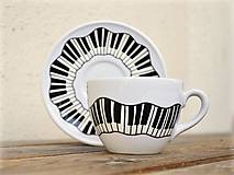 Nádoby - Porcelánová šálka s podšálkou na kávu - Piano - 9252907_