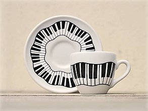 Nádoby - Porcelánová šálka s podšálkou na kávu - Piano (90 ml - šálka s podšálkou) - 9252865_