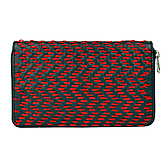 Peňaženky - Dámska kožená peňaženka ručne vyšívaná, červené vyšívanie - 9252114_