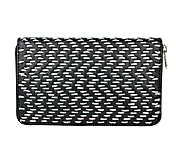 Peňaženky - Dámska kožená peňaženka ručne vyšívaná, šedé vyšívanie - 9252240_