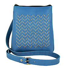 Kabelky - Ručne vyšívaná kabelka z pravej kože v modrej farbe - 9252373_