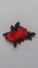 Galantéria - Nažehľovačka - dve ružičky červené - 9250081_