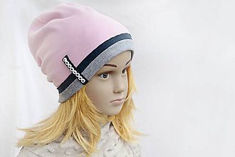 Detské čiapky - Jarná čiapka s menom  ružová & denim - 9257370_