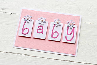 Papiernictvo - pohľadnica k narodeniu dieťaťka - pre dievčatko - 9255657_