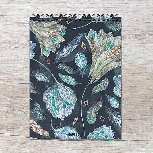 Papiernictvo - MADEBOOK špirálový blok A5 - MODRÉ KVETY - 9259077_