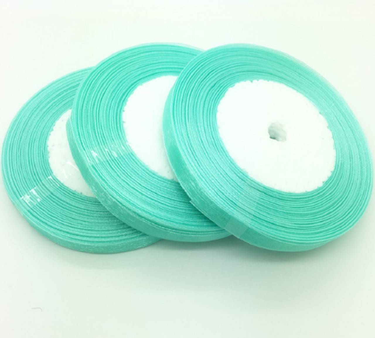 SS112 Stuha organzová 10mm / 1 meter  (Mentolová / Tyrkysová)