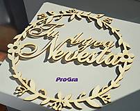 Dekorácie - Venček - Tu býva nevesta (17 cm) - 9268720_