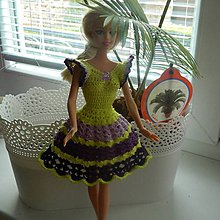 Hračky - Háčkované šatičky pre Barbie (zeleno-fialové) - 9266515_