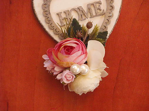 Brošne - Vintage brošňa cyklamen- ivory - 9267353_