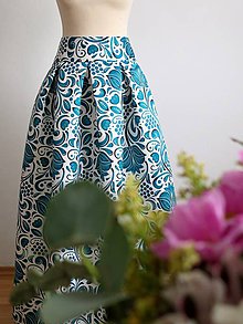 Sukne - slávnostná sukňa Smaragdový ornament - 9273407_