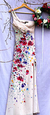 Šaty - Ručne maľované svadobné šaty "Flowers in Rome" - 9277471_
