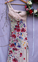 Šaty - Ručne maľované svadobné šaty "Flowers in Rome" - 9277482_
