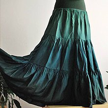 Sukne - Zelená - dlouhá volánová hedvábná sukně - 9275296_
