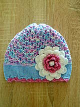 Detské čiapky - Svetlunko modro ruzovo biela prechodna ciapka - 9277527_
