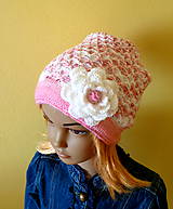 Detské čiapky - Jemna ruzovo biela prechodna - 9282025_