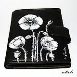 Peňaženky - Kožená peňaženka - kvetinová (Máky) - 9283489_