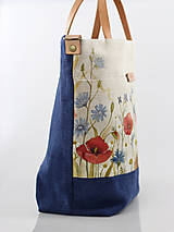 Kabelky - Veľká ručne maľovaná ľanová kabelka "Lúčne kvety" - 9287451_