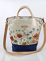 Kabelky - Veľká ručne maľovaná ľanová kabelka "Lúčne kvety" - 9287454_