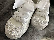 Ponožky, pančuchy, obuv - Svadobné tenisky :AB+SILVER PEARLS WEDDING EDITION - 9288448_