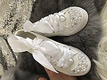 Ponožky, pančuchy, obuv - Svadobné tenisky :AB+SILVER PEARLS WEDDING EDITION - 9288450_