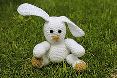 Hračky - Háčkovaný zajačik biely - 9290287_