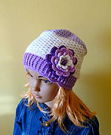 Detské čiapky - Bielo fialova prechodna ciapka - 9293718_