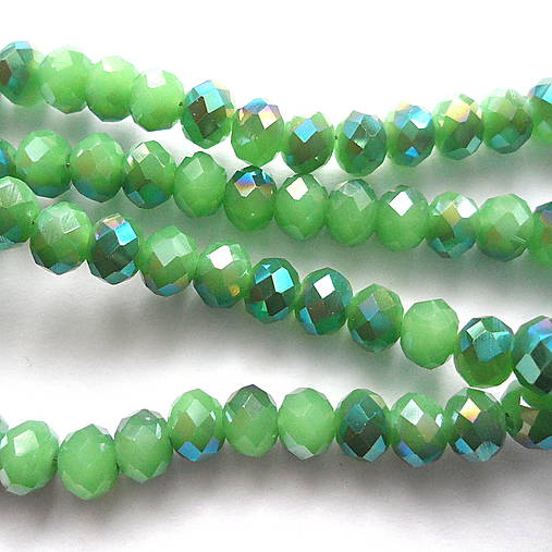 Sklenená rondelka 6x5mm-1ks (sv.zel/tm.zel.AB)
