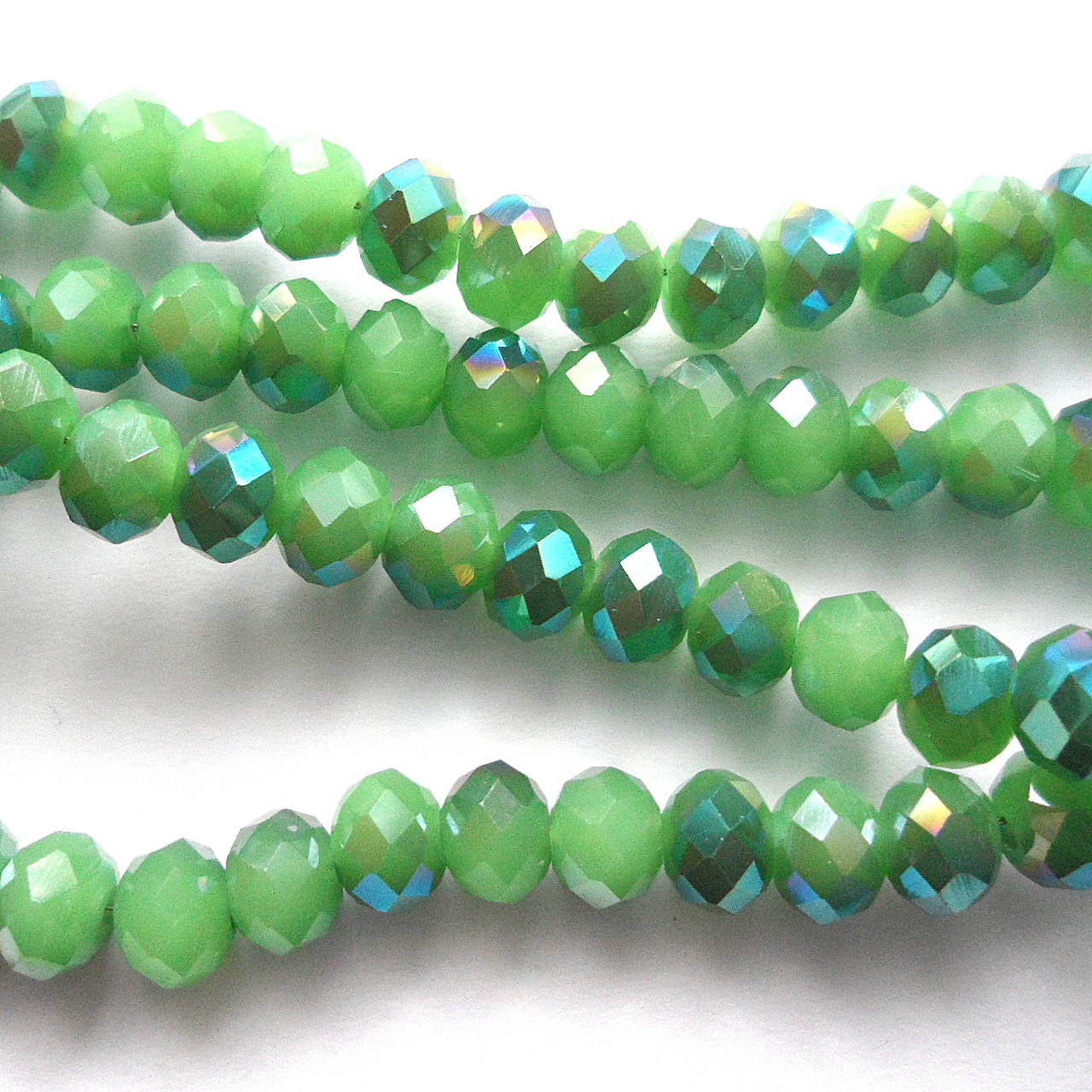 Sklenená rondelka 6x5mm-1ks (sv.zel/tm.zel.AB)