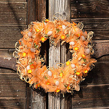Dekorácie - Oranžový jarný veniec na dvere (30 cm) - 9300640_