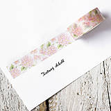 Papier - Washi pásky Kvety a listy 1,5 cm x 7 m (Washi páska Zelené lístky) - 9305187_