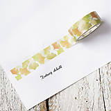 Papier - Washi pásky Kvety a listy 1,5 cm x 7 m (Washi páska Zelené lístky) - 9305189_