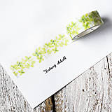 Papier - Washi pásky Kvety a listy 1,5 cm x 7 m (Washi páska Zelené lístky) - 9305190_