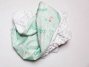 Detský textil - Minky deka Jarné pohladenie, biela alebo ružová, 90x70cm (Biela) - 9303821_