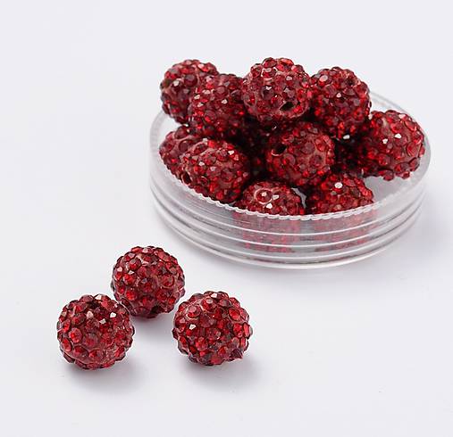Shamballa korálka 10 mm (tmavá červená)