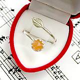 Prstene - Simple Leaf Silver Gemstone Ring Ag925 / Strieborný prsteň s minerálom  (Peach Moonstone / Broskyňový mesačný kameň fazetovaný) - 9308369_