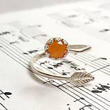 Prstene - Simple Leaf Silver Gemstone Ring Ag925 / Strieborný prsteň s minerálom  (Peach Moonstone / Broskyňový mesačný kameň fazetovaný) - 9308372_