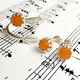 Prstene - Simple Leaf Silver Gemstone Ring Ag925 / Strieborný prsteň s minerálom  (Peach Moonstone / Broskyňový mesačný kameň fazetovaný) - 9308374_