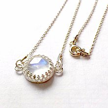 Náhrdelníky - Simple Faceted Moonstone Silver Necklace Ag 925 / Jemný strieborný náhrdelník s brúseným mesačným kameňom /A0072 - 9313135_