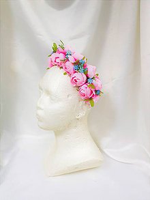 Ozdoby do vlasov - Ružová kvetinová čelenka - 9314760_
