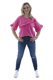 Topy, tričká, tielka - Ružové volánikové tričko - 9316664_