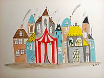  - Mesto cirkus ilustrácia  / originál maľba  - 9323412_