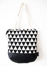 Veľká režná taška na plece - minimal trojuholníky 