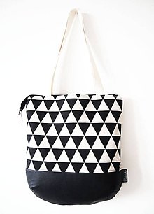 Veľké tašky - Veľká režná taška na plece - minimal trojuholníky - 9324758_