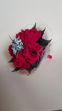 Dekorácie - gratulačná kytica z červených ruží aj pre pani učiteľku - 9325899_