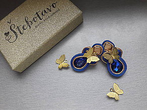 Náušnice - Motýlie napichovačky - štebotavé náušnice (Modrá) - 9330629_