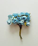 Papier - papierové kvety modré - 12 ks - 9330006_