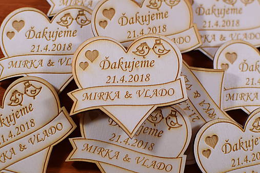 Darčeky pre svadobčanov - Svadobná magnetka drevená gravírovaná 150 - 9328490_