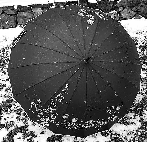 Dáždnik "Jemný motív v bordovom" (Čierna)