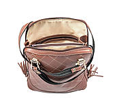Batohy - Luxusný kožený ruksak z pravej hovädzej kože so strapcami v hnedej farbe - 9335896_